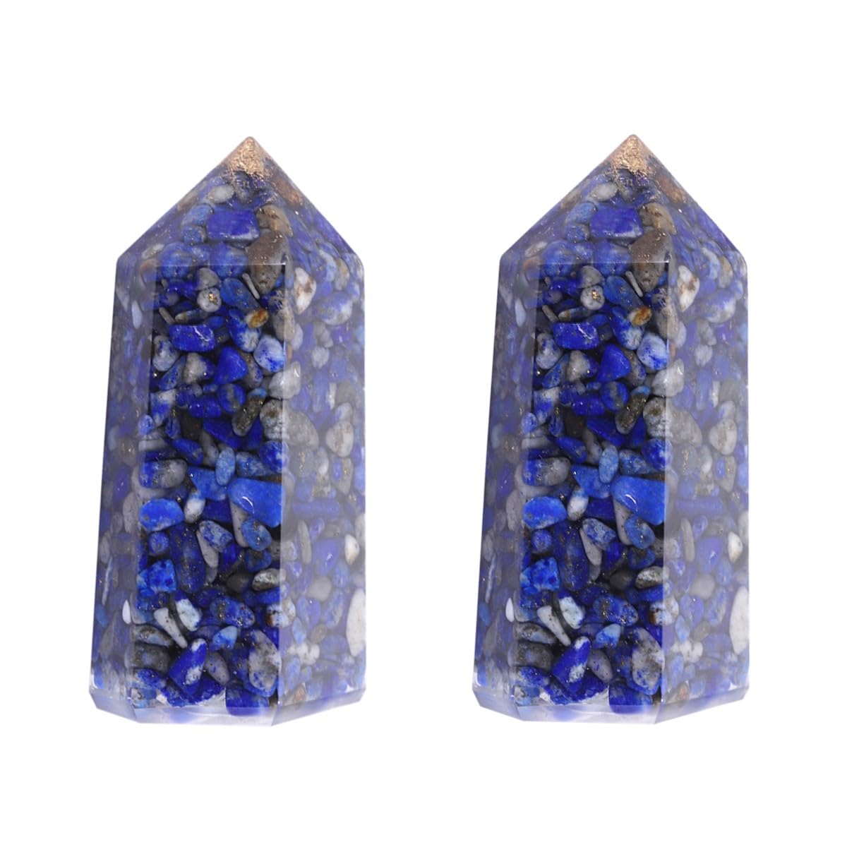 mookaitedecor Set of 2 Natural Lapis Lazuli Healing Crystal Point Wands 2 Inch