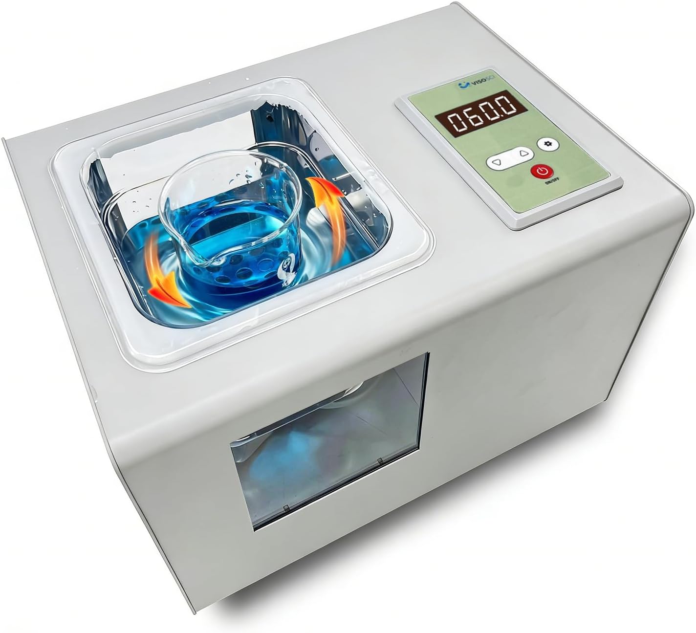 2L Lab Water Bath with Circulating Pump, Three-Sided Viewing Windows, PID Temperature Control up to 100°C, Thermostatic Laboratory Water Bath with Timer & Continuous Mode, Dry-Burn Protection