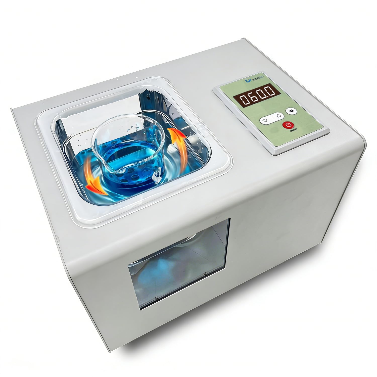 8L Lab Water Bath with Circulating Pump, Three-Sided View Windows, PID Temperature Control up to 100°C, Thermostatic Laboratory Water Bath with Timer & Continuous Mode, Dry-Burn Protection,1200W