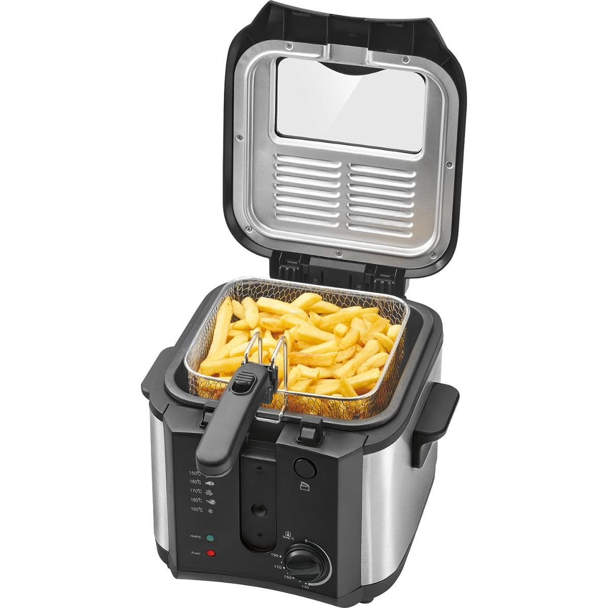 Friggitrice Clatronic® con capacità di 2,5 litri olio/grasso | con serbatoio dell'olio antiaderente | Friggitrice con 2 spie luminose | incl. Finestre di visione e filtri odori e grassi | FR 3649