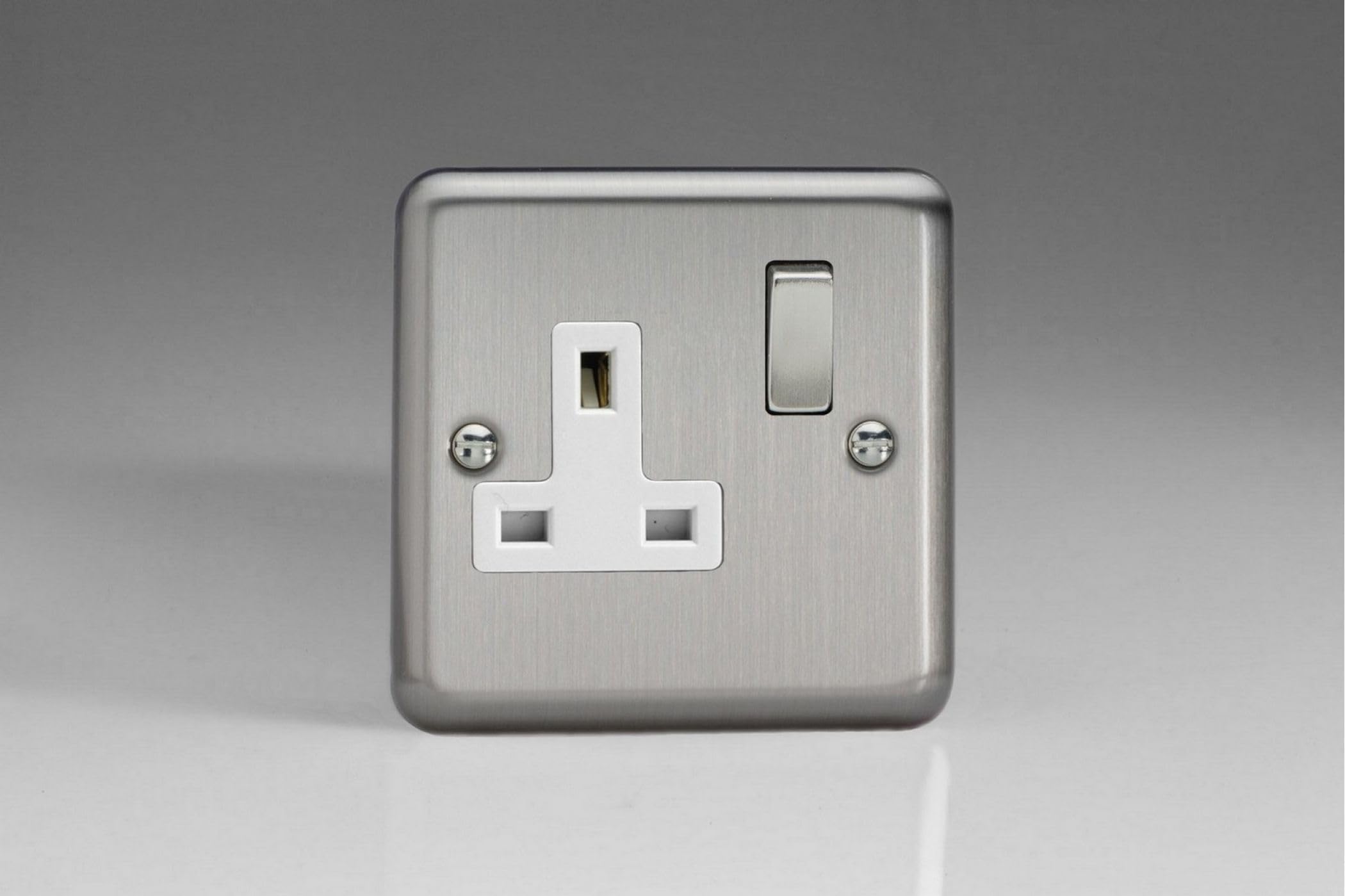 Varilight - 1 Gang 13 Amp Single Switched Socket Matt Chrome - XS4DW