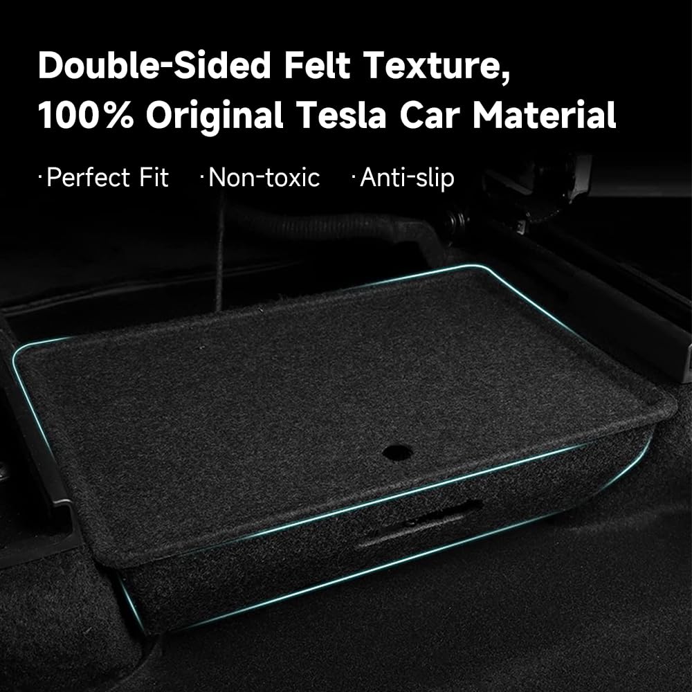 Caja organizadora de asiento para Tesla Model Y, Mayor espacio de almacenaje, No afecta asientos ni espacio, Material de fieltro, Igual que el interior, Para Tesla Model Y 2021-2023 (Con Tapa)