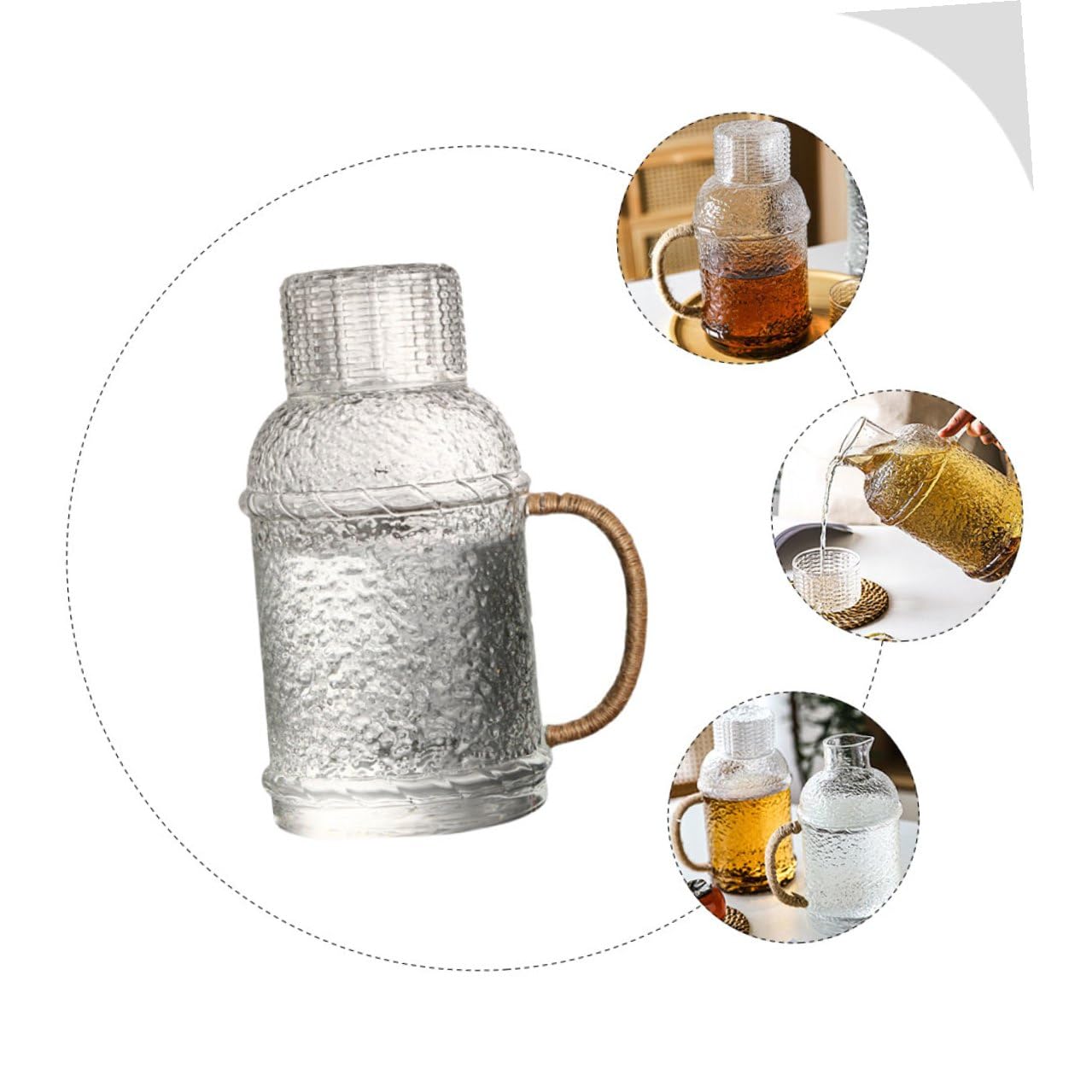 Glaskrug Wasserkocher 2,0l Aus Hitzebeständigem Glas Mit Deckel Transparenter Wasserkrug Für Zuhause Und Büro Großer Wasserbehälter Für Tee Und Kalte Getränke
