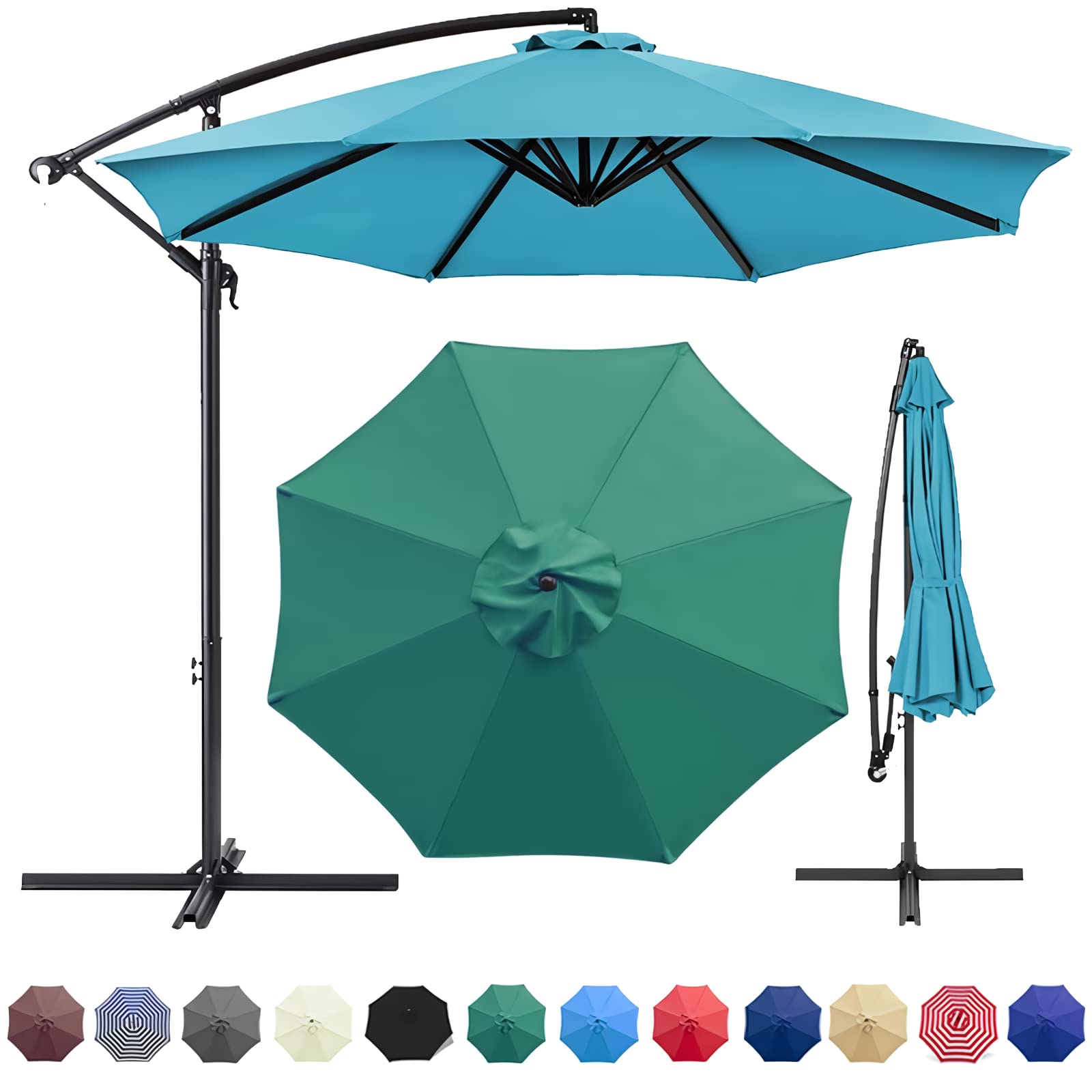 Patio Umbrella Canopy, Universal Replacement Cover for 10 Feet 8- Ribs Outdoor Round Patio Market Umbrella Parasol Canopy Top Sun Shade Accessory,