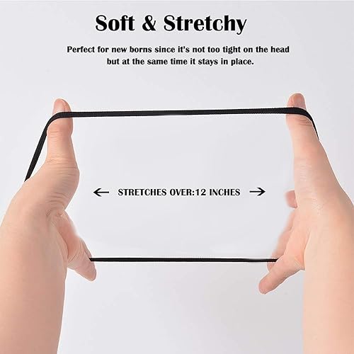 Miniatura 2 de JOYOYO 100 diademas negras de nailon para bebé, bandas elásticas para el cabello, para bebés, niñas, recién nacidos, niños pequeños y niños pequeños