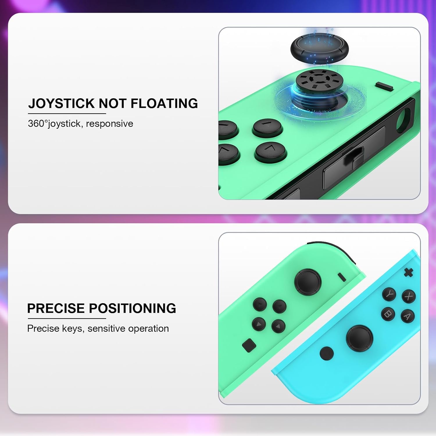 Mhwlhbx Manette Switch L/R Travailler avec la console de Switch/Lite/OLED, Manette sans fil prend en charge la double vibration, le gyro à 6 axes, le réveil -Green Blue [nintendo_switch]