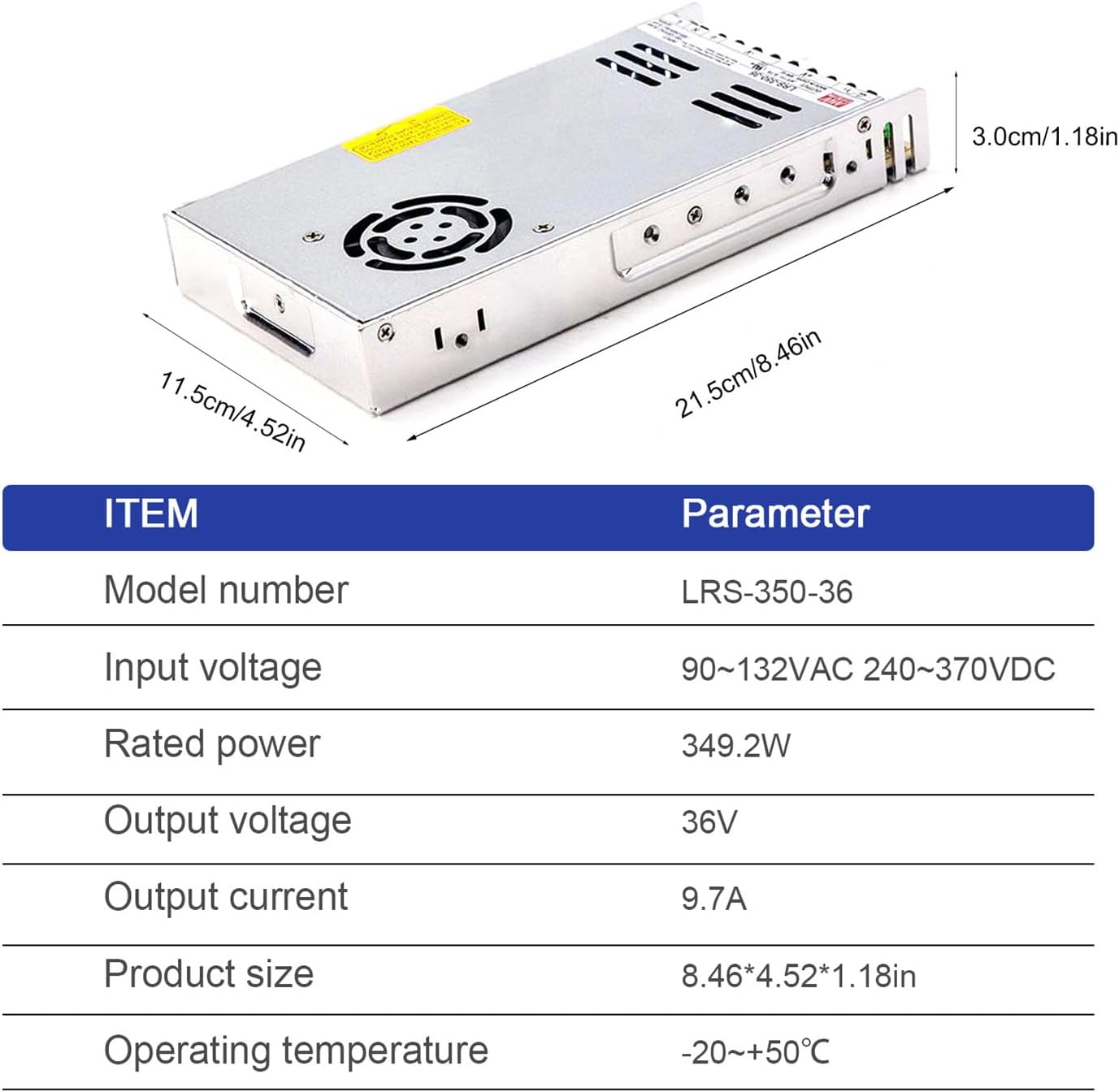 LRS-350-36 36V 9.7A 350W AC-DC Single Output Switching Power Supply, Industrial Grade, High Efficiency, Reliable Performance for Automation, Control Systems