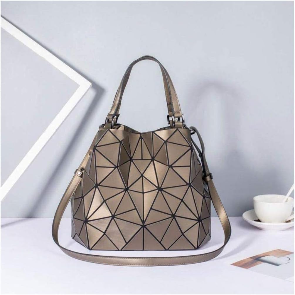 Geometric Luminous Purses and Handbags Shard Lattice Eco-Friendly Artificial Leather Rainbow Holographic Purse, Brown, Large