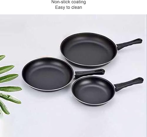 Miniatura 7 de Sartén antiadherente de acero inoxidable de 7.9 pulgadas, sartén profesional redonda negra con mango cómodo, sartén reutilizable para crepes,