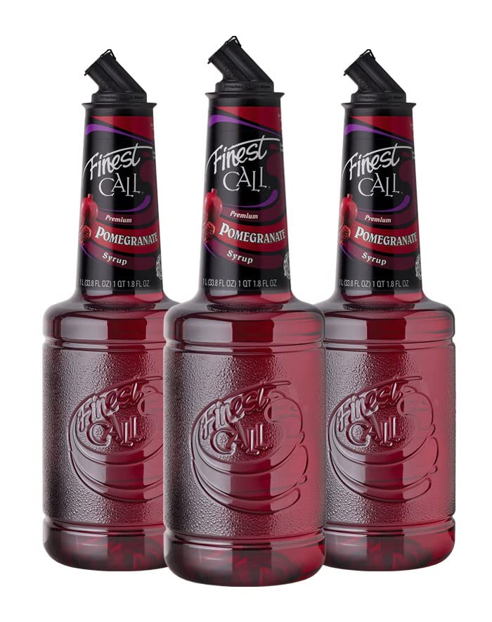 Finest Call Premium Pomegranate Syrup Drink Mix, 1 Liter Bottle (33.8 Fl Oz), Pack of 3