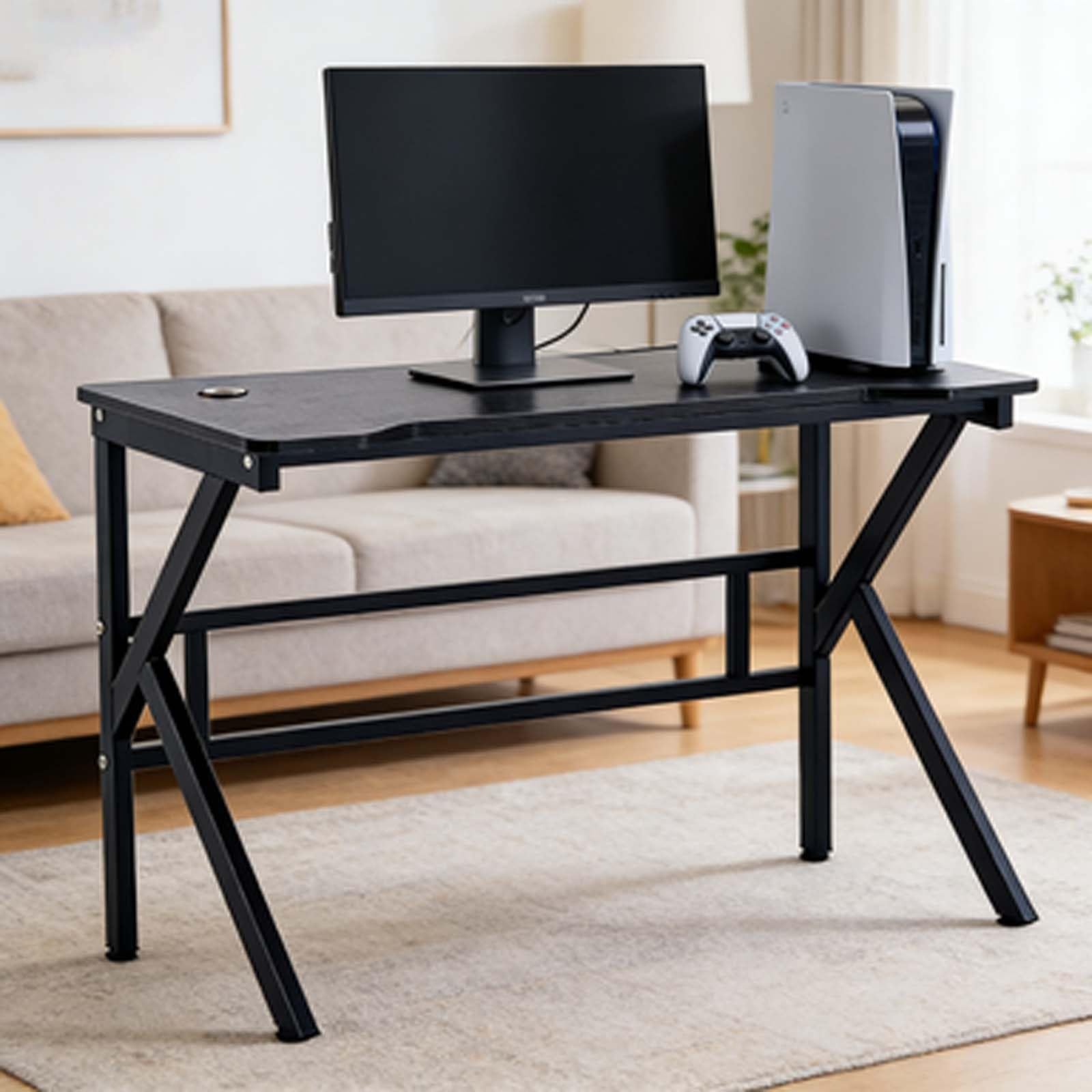 Kompakter Gaming-Schreibtisch for PC und kleine Räume, schwarzer Computertisch mit MDF-Platte | Günstiger Bürotisch, Arbeitstisch, Gaming-Workstation(39.37 * 23.62 * 29.13in)