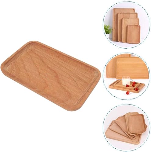Miniatura 8 de Cabilock Bandejas de madera para alimentos de madera, platos de madera, plato de exhibición de servidor de alimentos, plato de pan, plato de servir