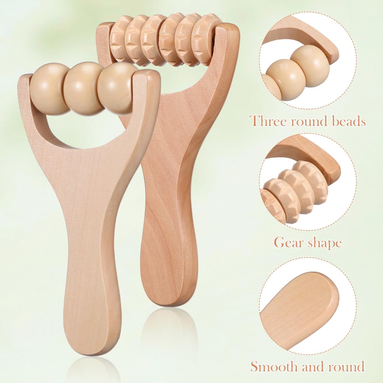 Wooden Massage Roller 2pcs Handheld Full Body Ball Roller Ease Muscle Tension for Back Neck Foot Calf Leg Arm Muscle - Image 6