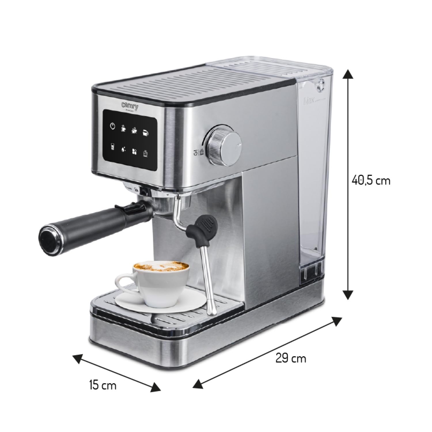 CAMRY CR 4389 Espressomaschine 7-in-1 – Milchaufschäumer, 1,7-l-Wassertank