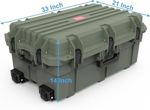 Miniatura 3 de Regetek Funda rígida impermeable, 33 x 21 x 14 pulgadas, funda para equipo con ruedasespuma personalizable, funda de rodillo de engranajes para