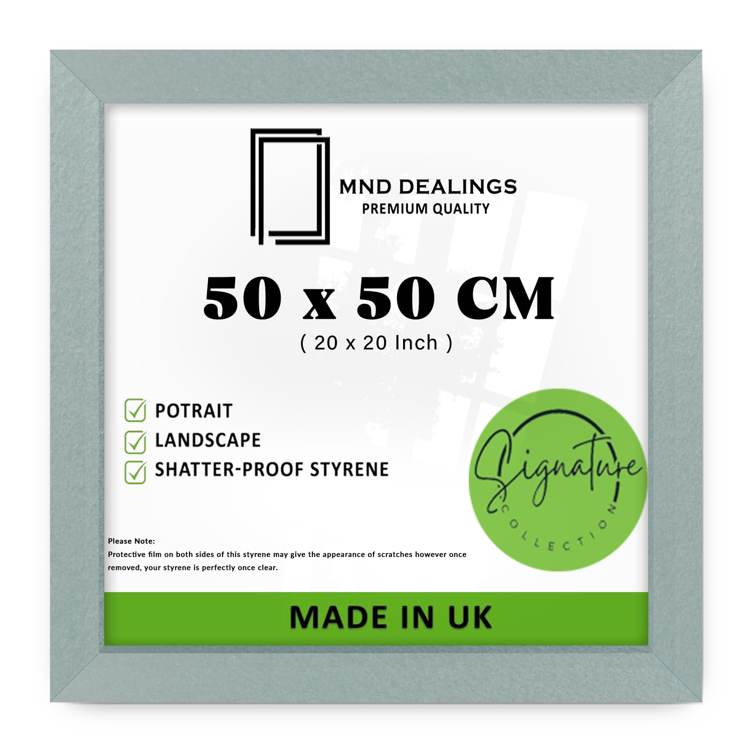 MND Dealings | Flat Profile 20" x 20" Frame Perfect for Wall Gallery, 20" x 20" Poster Picture S (50 x 50 CM) [ Silver ]