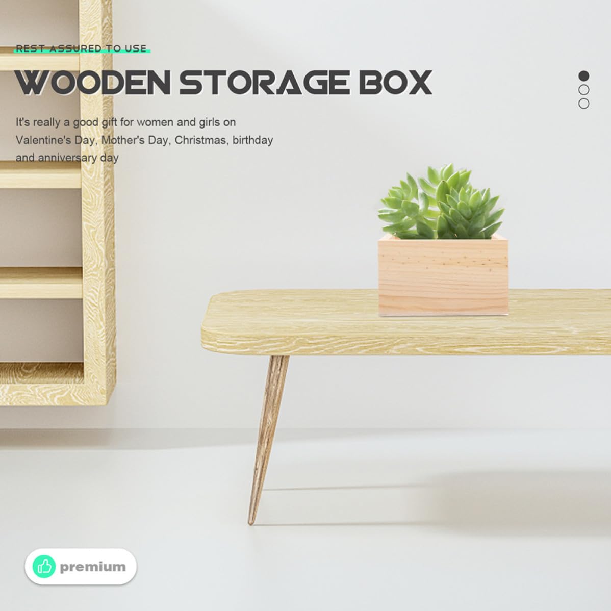 HEMOTON 4 Piezas Cajas de Madera Cuadradas Pequeñas sin Tapa para Almacenamiento de Joyas y Oficina, Organizadores Multipropósito de Madera Diseño Simple y Elegante