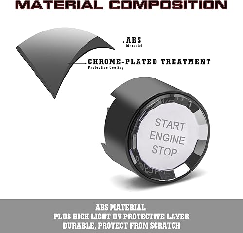 Miniatura 6 de Xotic Tech - Juego de interruptor de arranque de motor negro con botón de apagado + encendedor de cigarrillos de aleación de aluminio rojo, cubierta