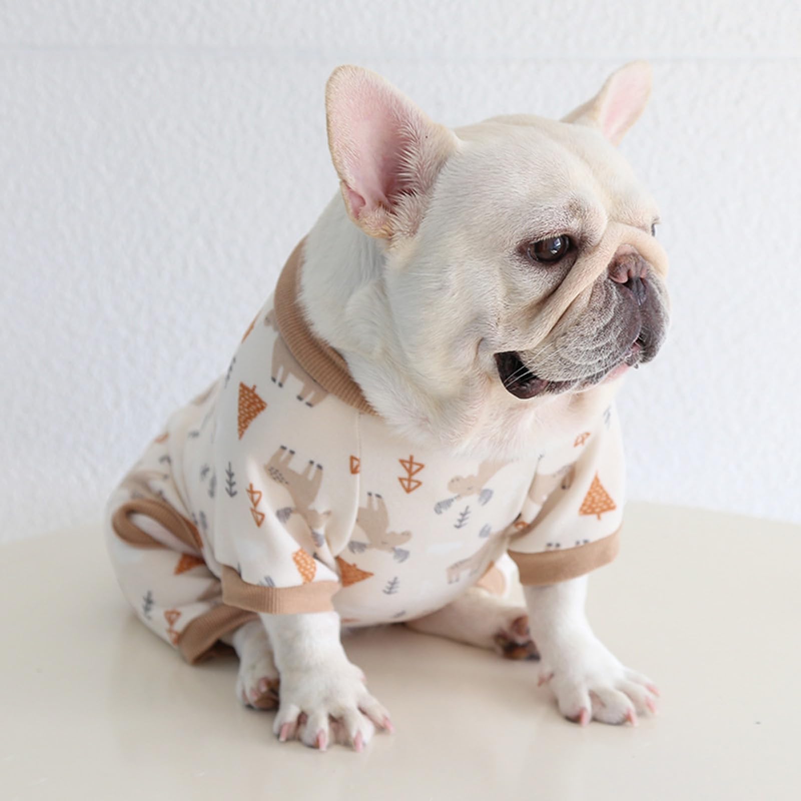 BT Bear Fat Dog Clothes,Autumn Winter Soft Warm Dog Pajamas Jumpsuit Pug Bulldog Onesies Clothes Costume for Cats Puppy Small Dogs Medium Dogs (Light Brown - Image 2