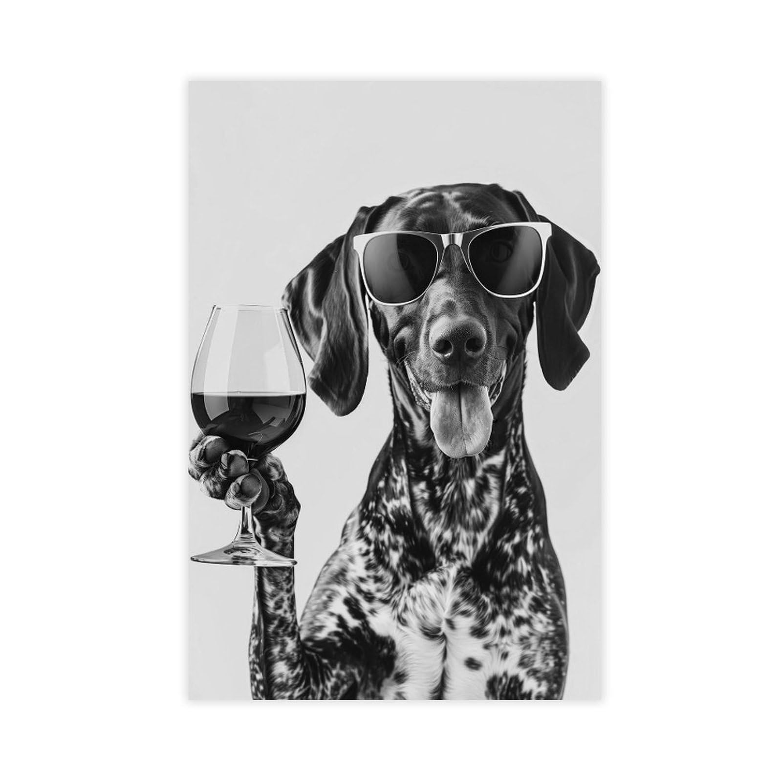 Wjwart German Shorthaired Pointer Holding Wine Canvas Poster Wall Art Print Picture Paintings 12X18inch(30X45cm)