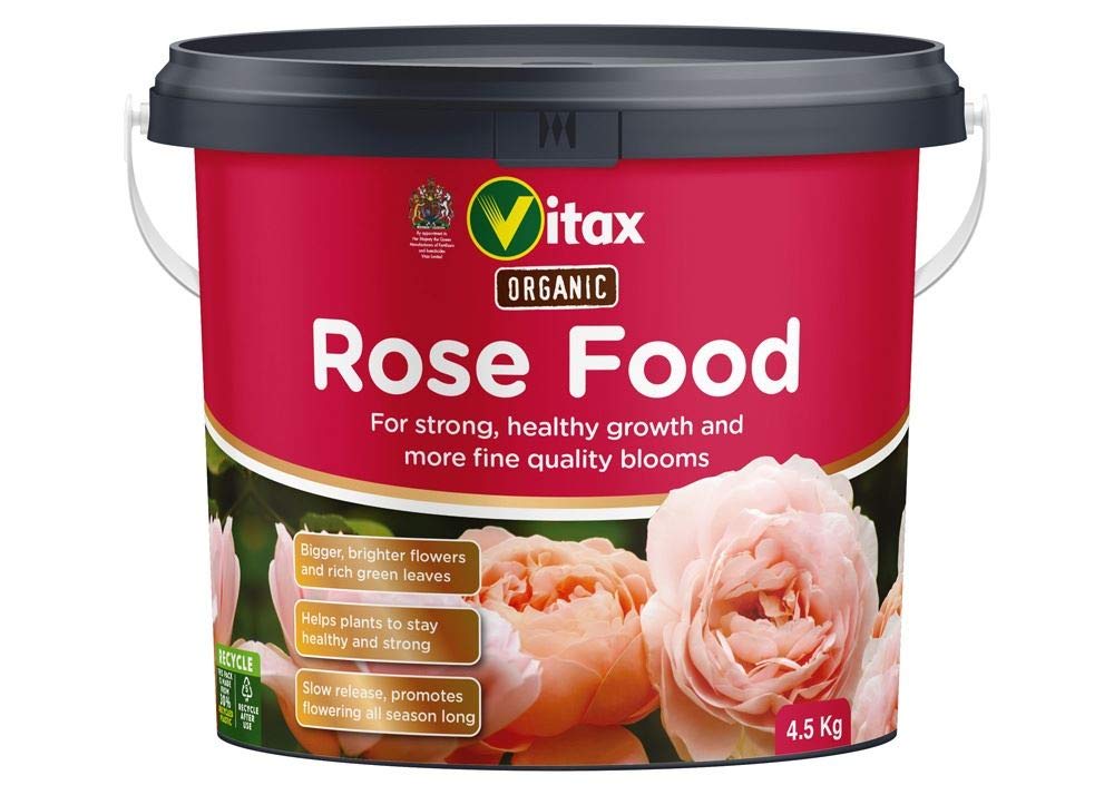 Vitax Organic Rose Food, Specially Tailored Nutrient Mix, Slow Release, 100% Organic, For Healthy Leaves And Bigger Blooms Of Flowers- 4.5Kg