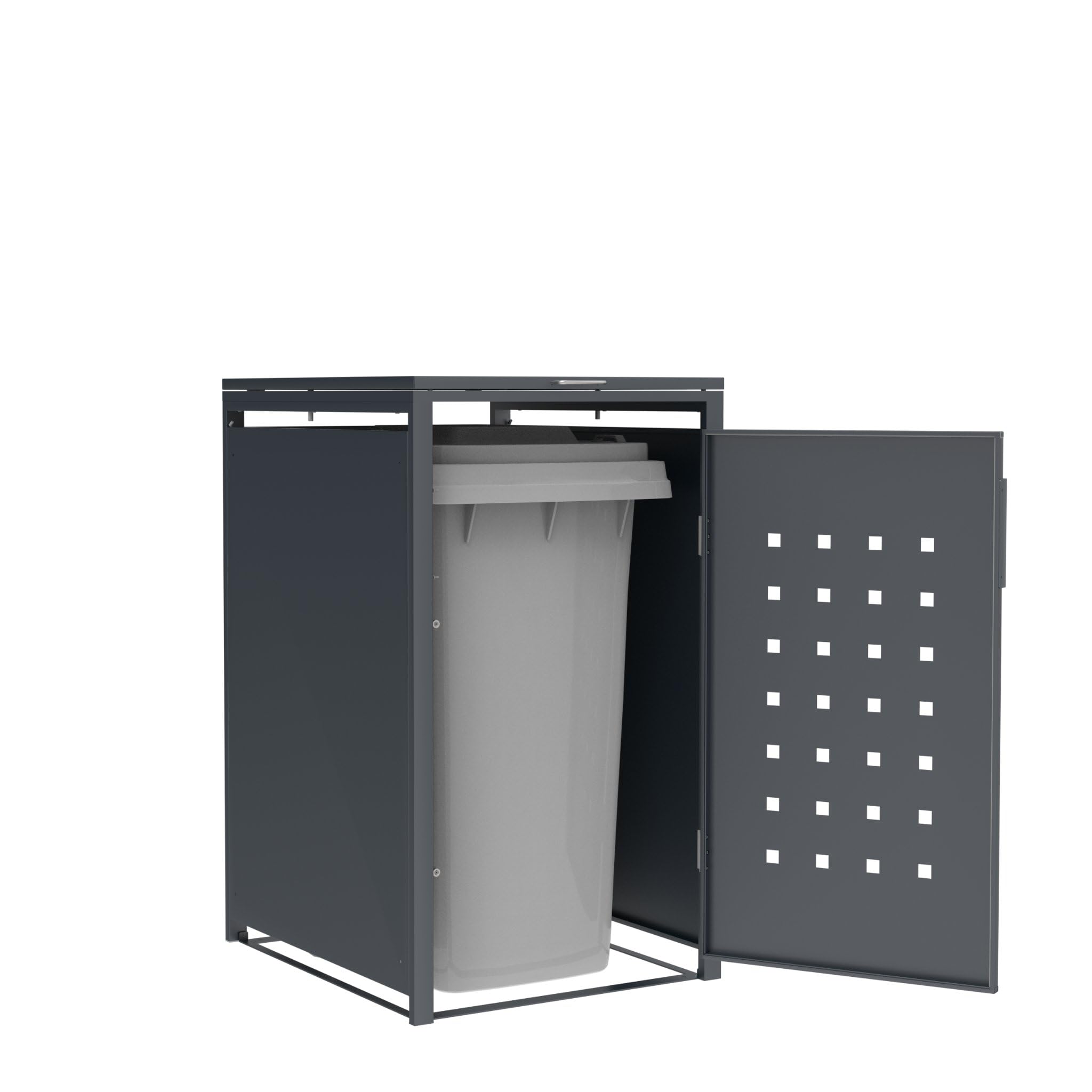 DEGAMO Mülltonnenbox Mülltonnenhaus Trier für Tonnen 120 und 240 Liter, Stahl verzinkt, Farbe anthrazit