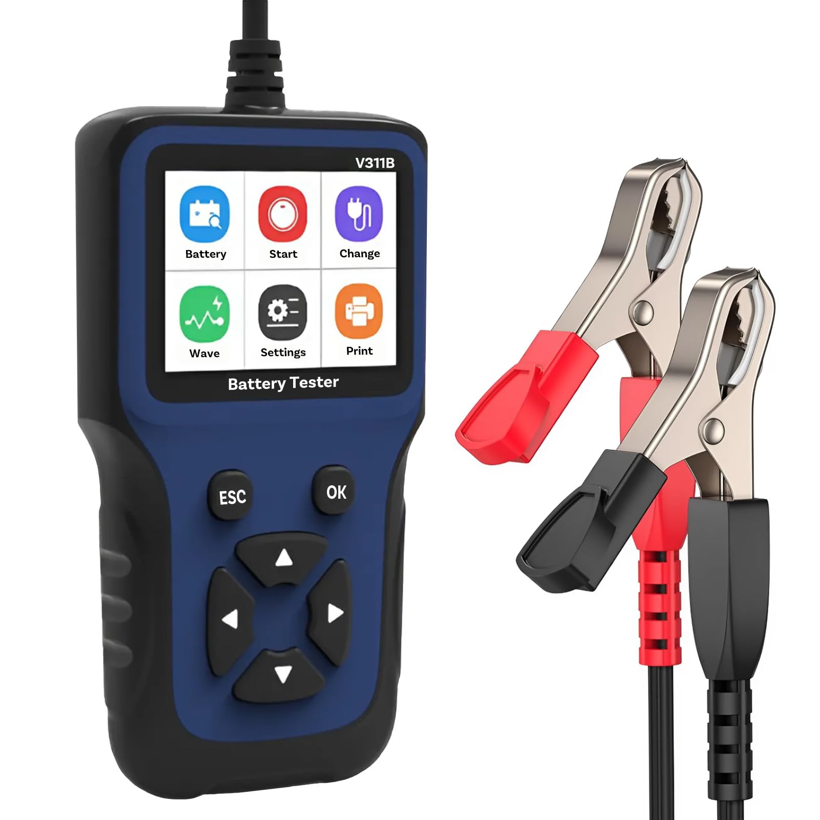 Tester Akumulatorów Samochodowych 12V przez MMOBIEL – Upgraded Cyfrowy Analizator Alternatora Baterii z Kolorowy Ekran - Tester Obciążenia 100-2000 CCA - Stan Akumulatora, Rozruch i Ladowania Kontrol