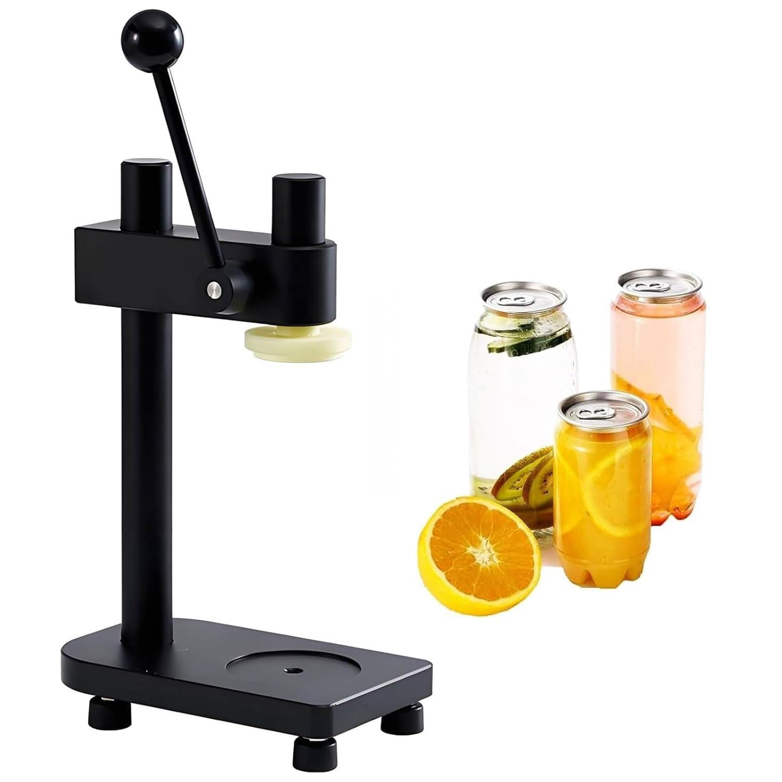 Machine à sceller les canettes manuelle, machine à sertir les boîtes de conserve portable avec base fixe, hauteur réglable de 55 mm de diamètre, pour bière/jus/café/soda/boissons black