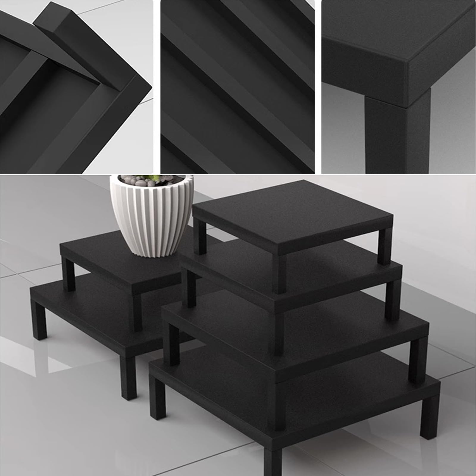 Pallet in metallo Carico Rastrelliere di stoccaggio, Rialzo da 10 cm/20 cm Vassoio di base per cucine, Mobili Supporto di base per elettrodomestici per magazzini Garage Cucine Negozi(Black,35x35x10cm)