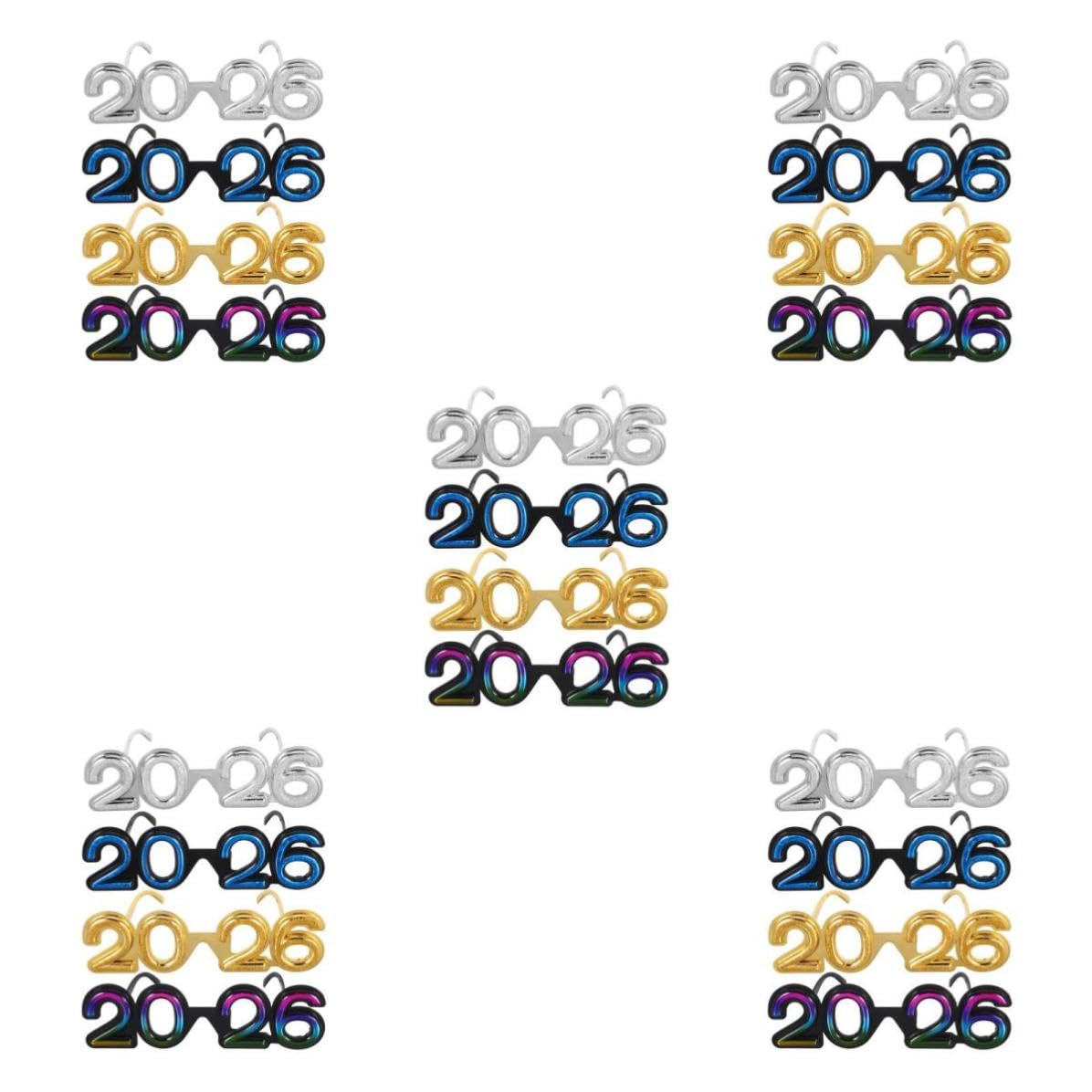 TOYANDONA 20 Stück Lustige Zahlenbrille 2026 aus PC für Silvester und | Farbtreu, Formstabil und Biegefest, Einzigartiges Retro Design, für Weihnachtsfeiern und Neujahrsanlässe