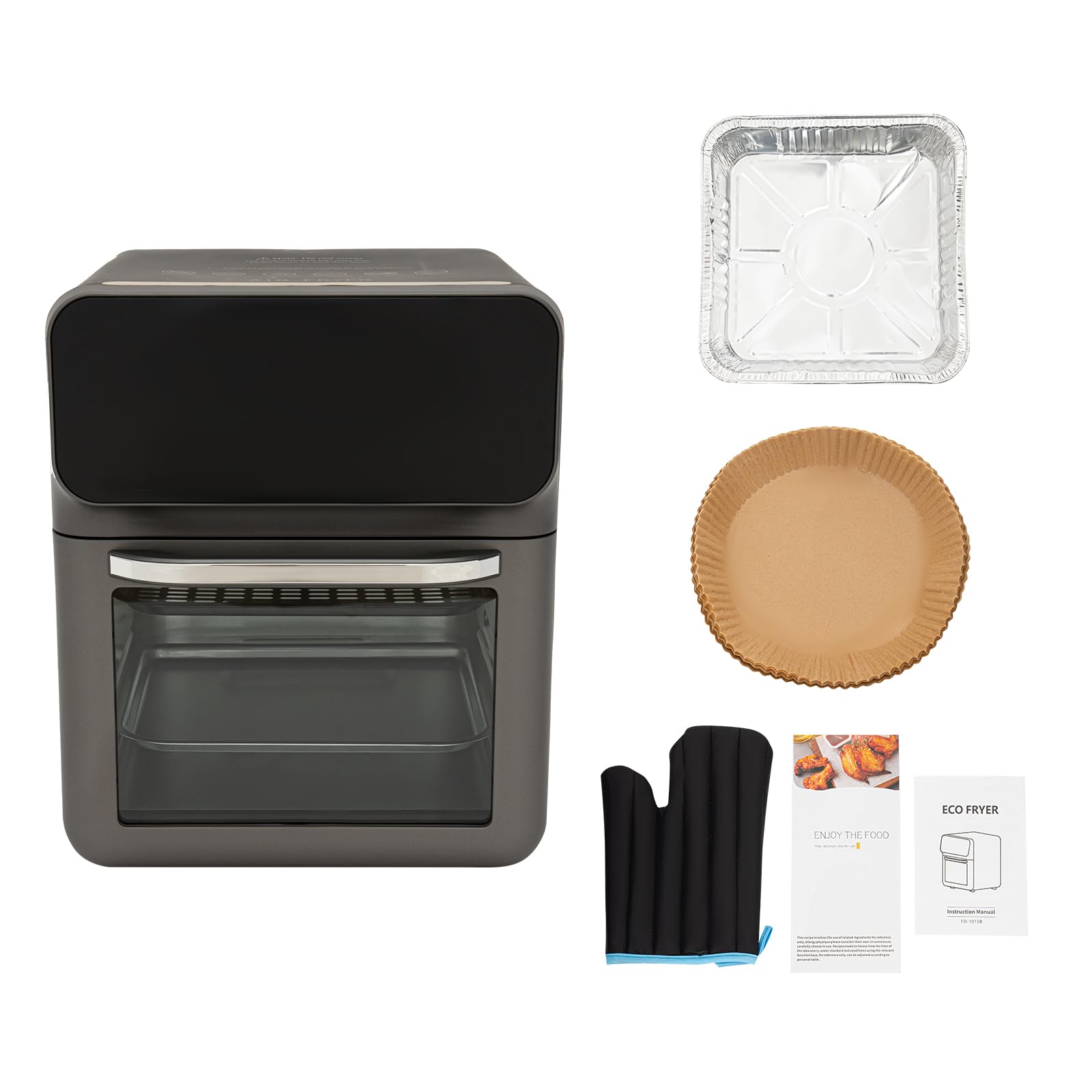 Mini horno de pizza de 13 litros con convección, horno 3 en 1, con 2 bandejas y 50 cajas para tartas, calor superior/inferior, 60 mintimer, guantes de horno, recetario, 1350 W, ideal para