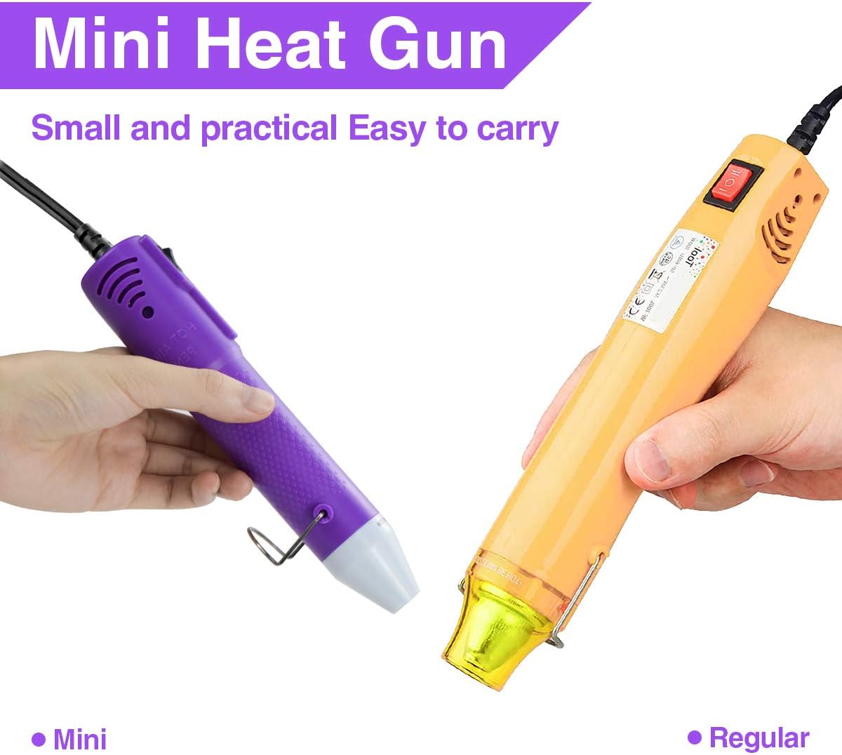 Authеntіс Crаzу Dеаlѕ Mlife DIY Mini Heat Gun, Portable Hot Air Gun for Shrinking Wrapping PVC, Drying Paint Embossing, Clay, Rubber Stamp, Multifunctional Hand-Hold Heat Tools with 78.7”(2 m) Cable, 120V 130W Purple