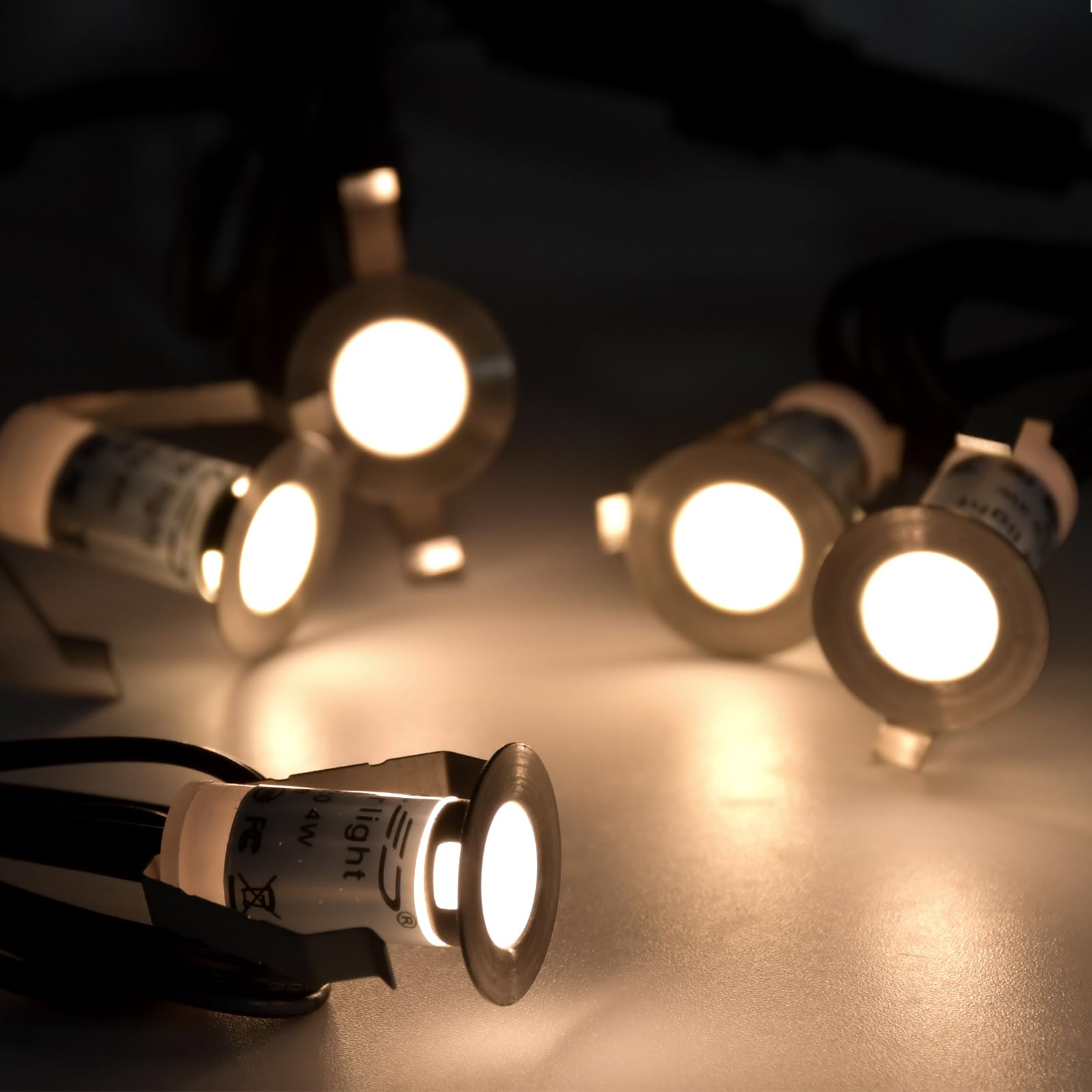 20er mini Bodeneinbaustrahler Set DC12V Ø19mm 0.4W LED Einbaustrahler IP67 Wasserdicht Einbauleuchten Außen Terrasse Küche Garten Led Lampe