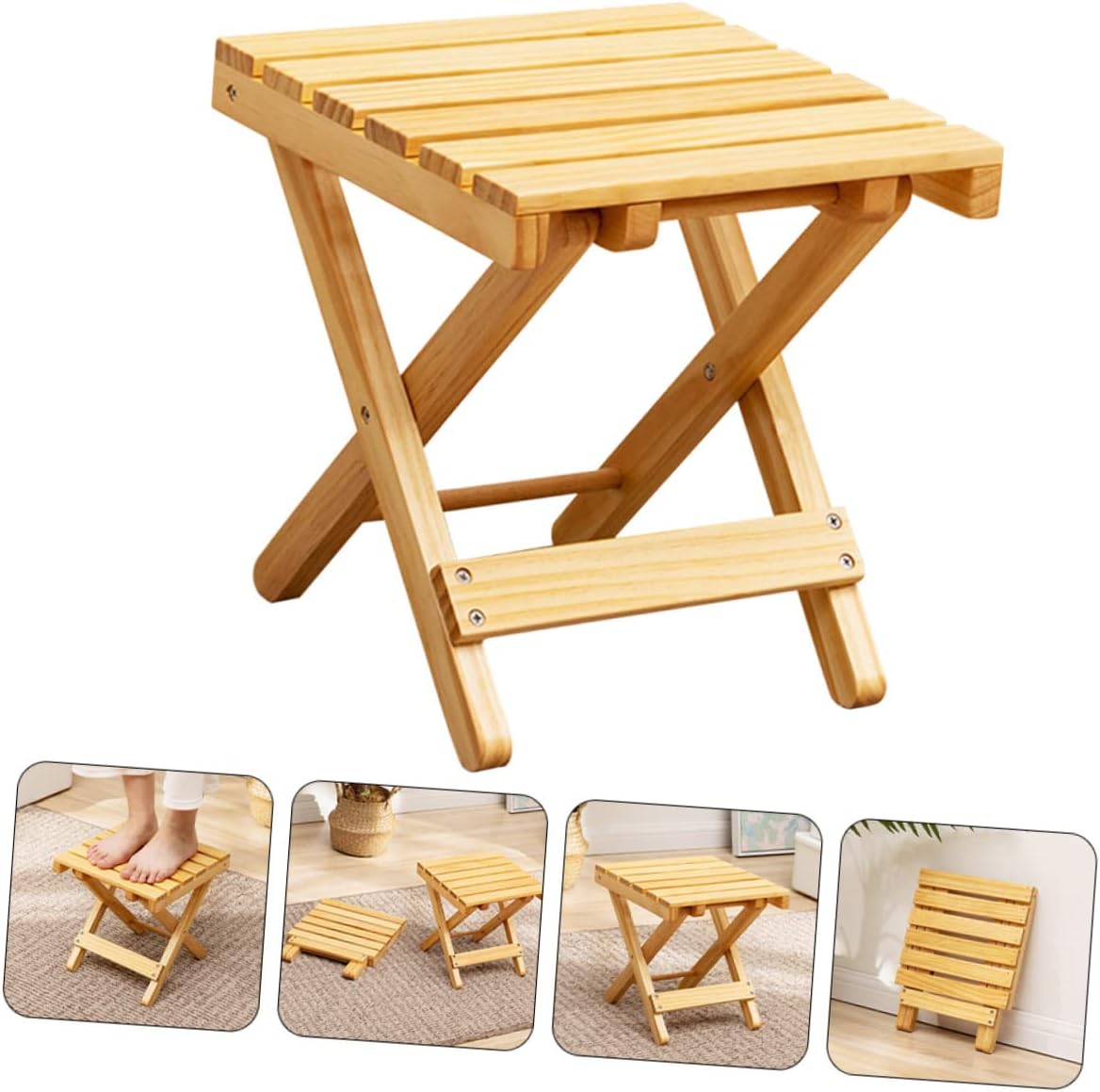 Luxshiny Modern Folding Picnic Table Portable Small Table for Outdoor Use for Camping Beach and Indoor Gatherings Plant Stand and Flower Stool