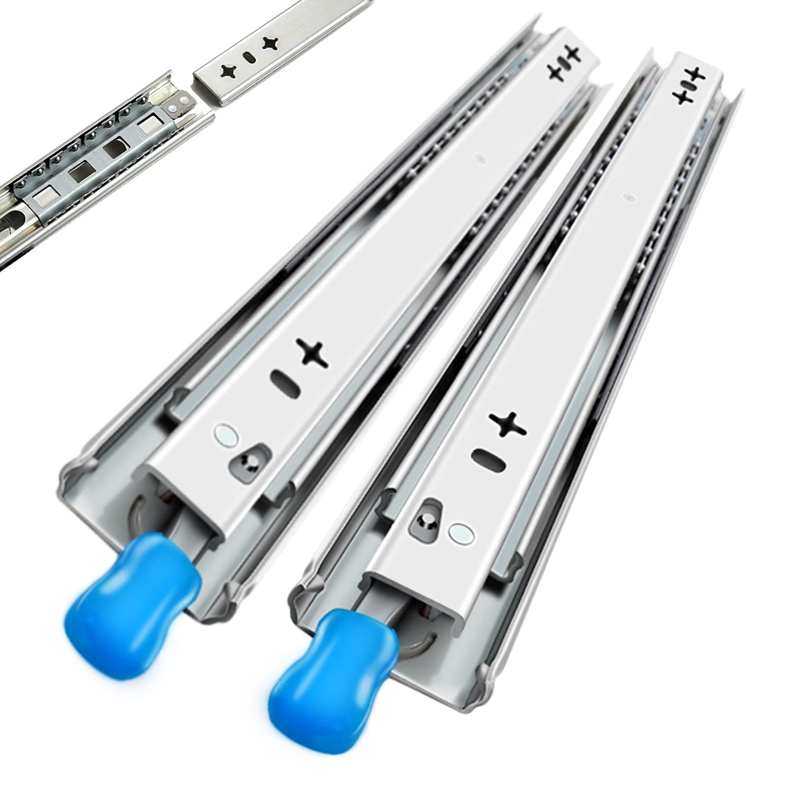 Lot de 2 glissières de tiroir Robustes, glissières de tiroir, glissières de tiroir de Cuisine, capacité de Charge de 120 kg/argent/400 mm (16 Pouces)