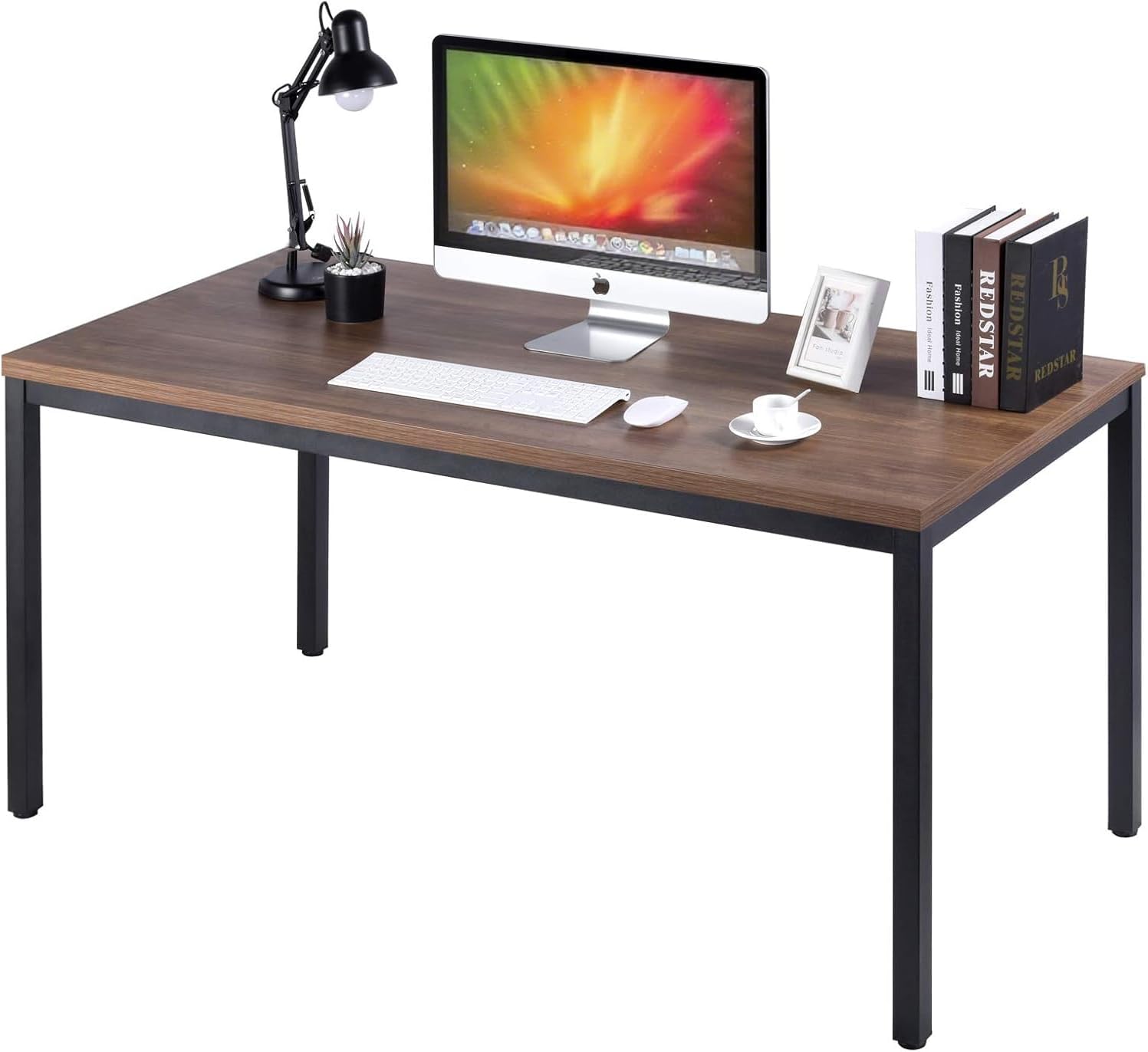 - Boardest Computer Table 24x55 Inch DiningTable Computer Desk,Home Office Desk, Gaming Writing Work from Home Study Table, Sturdy Metal Frame, Modern Simple，Walnut and Black(24x55 Inches)