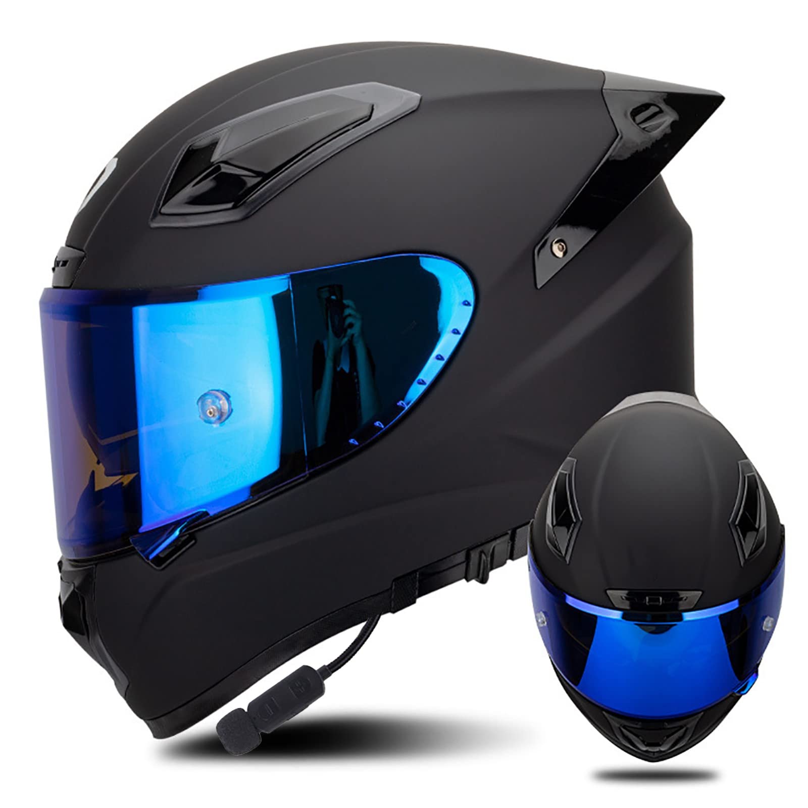 Buy FRP Full Face Motorcycle Helmet with Bluetooth, DOT Approved Full