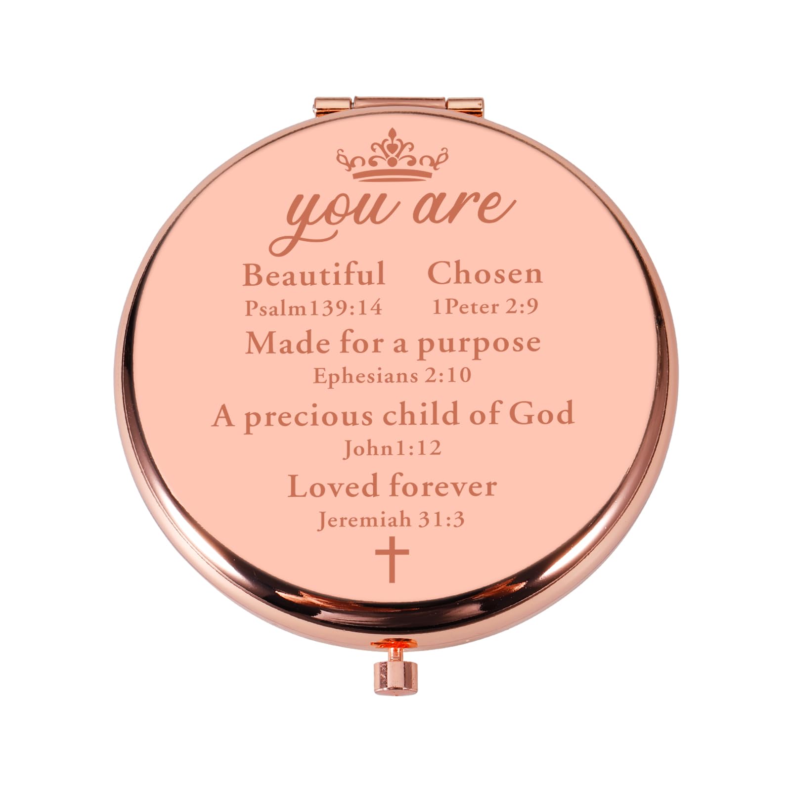 Easter Basket Christian Stocking Stuffers for Teen Girls First Communion Gifts for Girls Boys Confirmation, Religious Gold Compact Mirror, Baptism