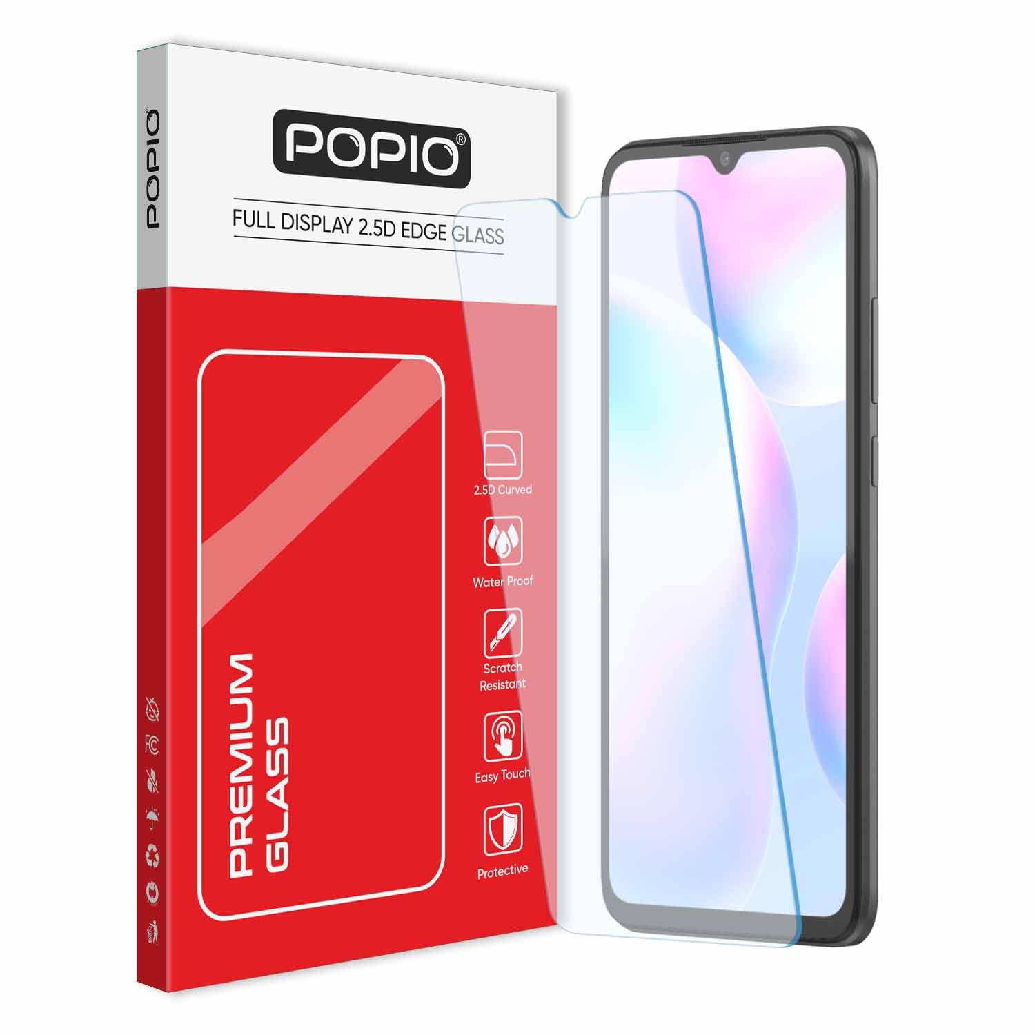 POPIO Tempered Glass Compatible For Xiaomi Redmi 9A / 9A Sport/ 9I / 9I Sport/ 10 5G / 10A / 9 Activ/ 9C / 11 Prime (Transparent) Full Screen Coverage Except Edges For Cellphone