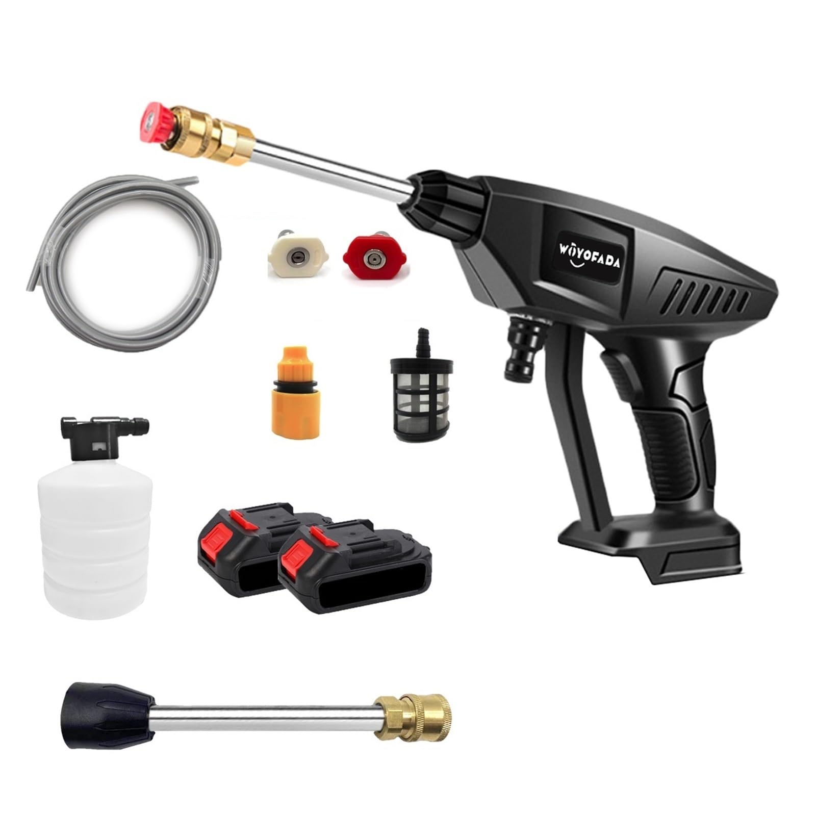 18-21V 30Bar Pistola A Spruzzo d'Acqua for Lavaggio Auto Ad Alta Pressione Senza Fili Generatore di Schiuma for Rondella Portatile for Batteria Pulizia Efficiente(Two Small Battery)