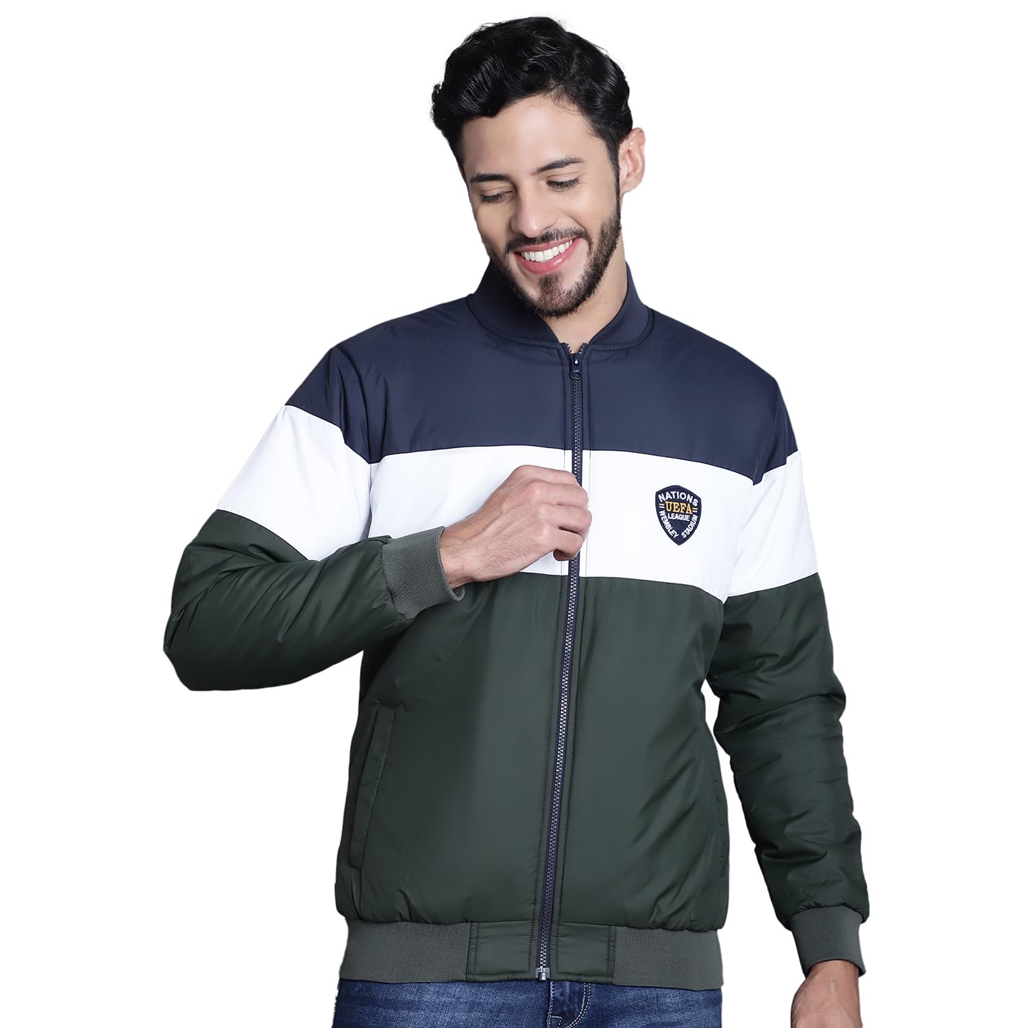cantabil Colorblocked Wine Full Sleeves Mock Collar Regular Fit Mens Casual Jacket | Casual Winter Jackets for Men | Mens Jackets for Winter Wear (P_MJKT00174_OLIVE)-picture-23