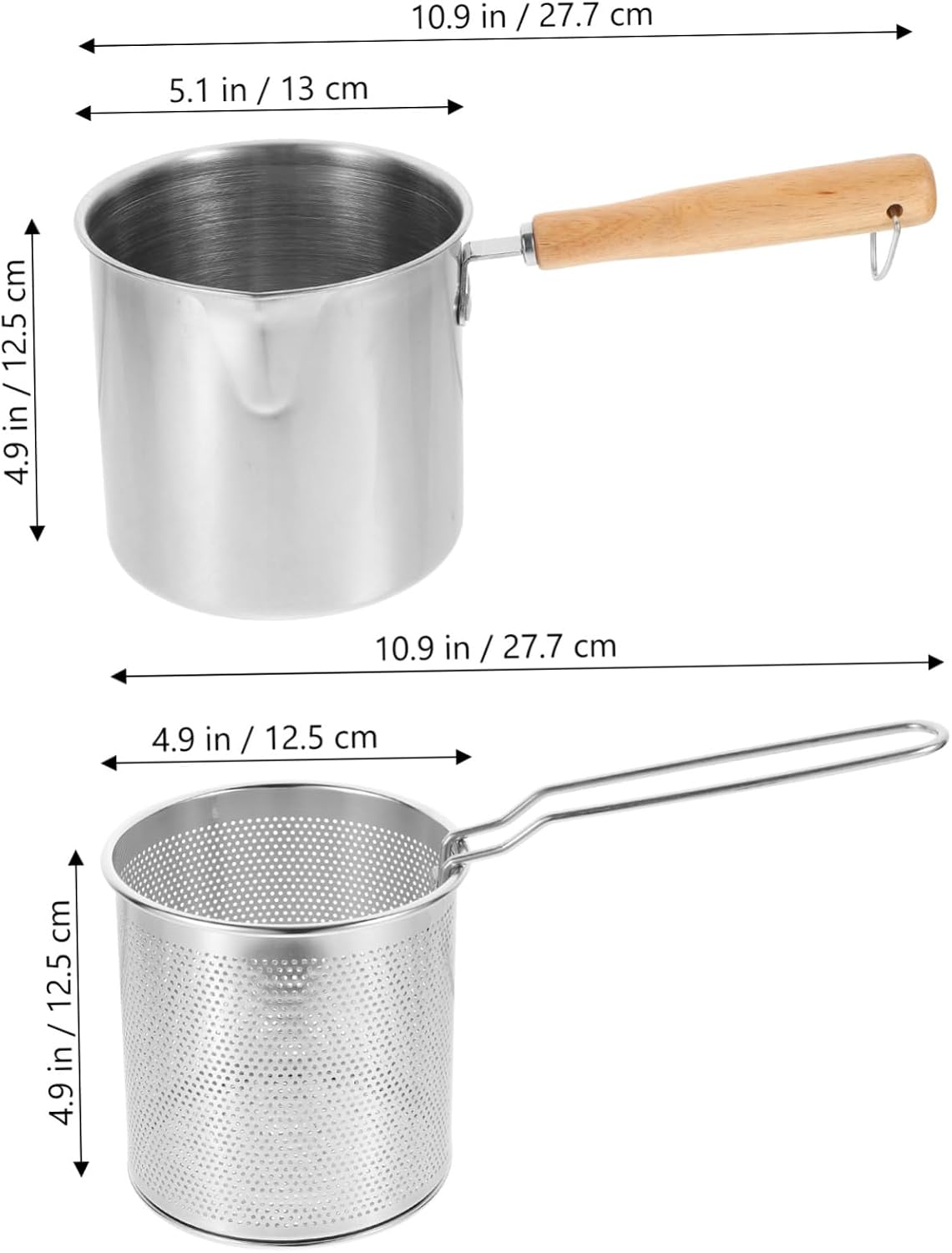 1set Stainless Steel Deep Fryer Pot Fry Basket Ergonomic Handle Compact Design for for Home Use and Efficient Food Preparation