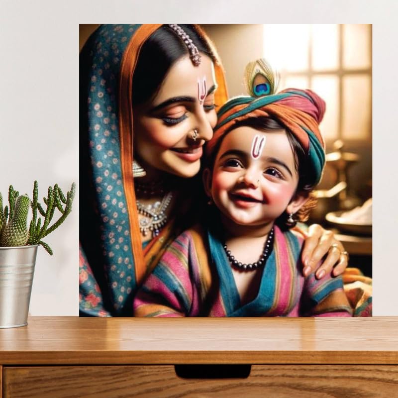 Image of British Terminal Cute little Bal Gopal Baby God Krishna| Kanha Ji | Laddu Lord Makhan Chor Painting Religious Poster for Pregnant Women for wall (matt thin vinyl,sticker,multicolor,unframed)| bj52