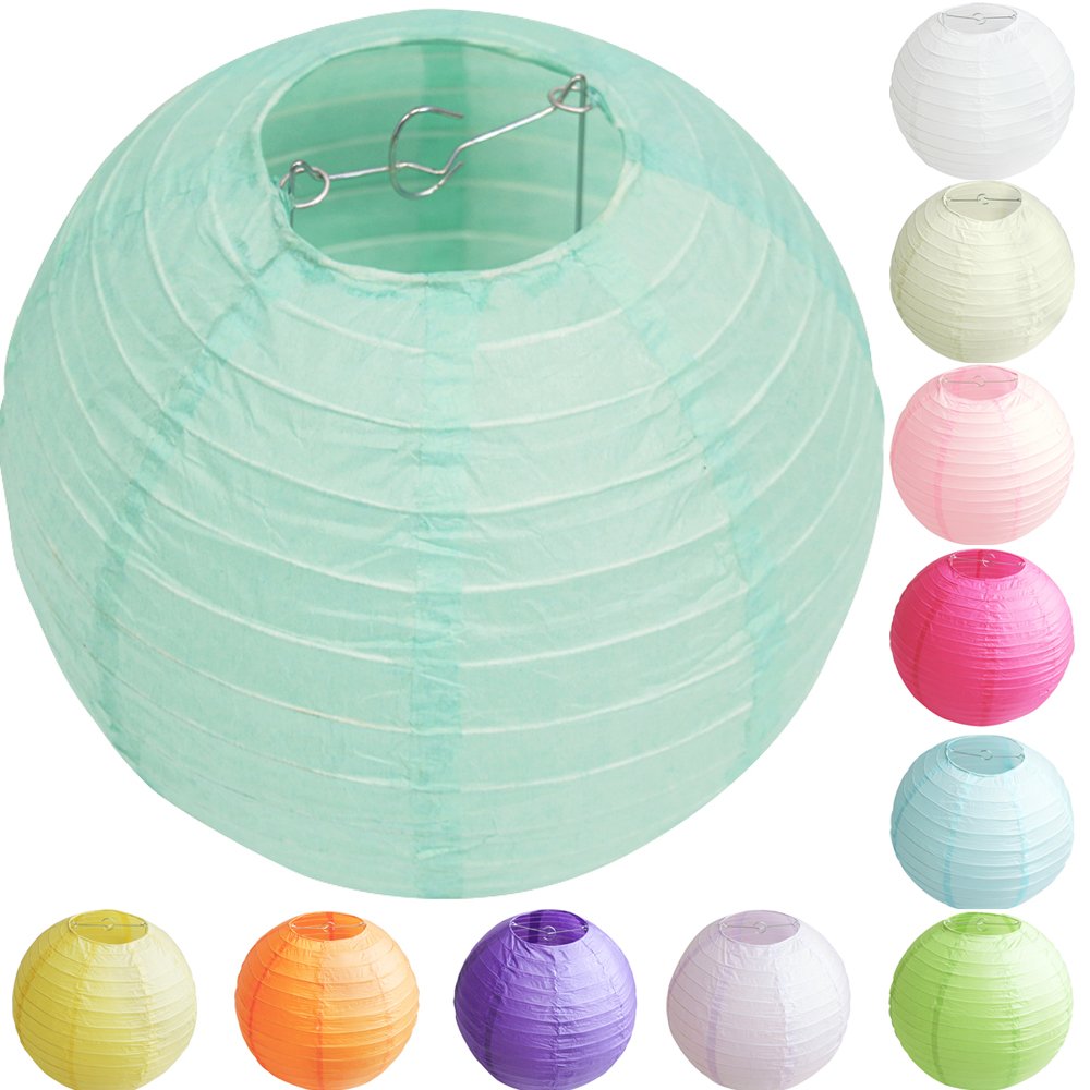 Time To Sparkle Mint Green Tissue Paper Round Lanterns Lampshade Lamp Shade Wedding Birthday Party Decoration | 8"(20Cm) |