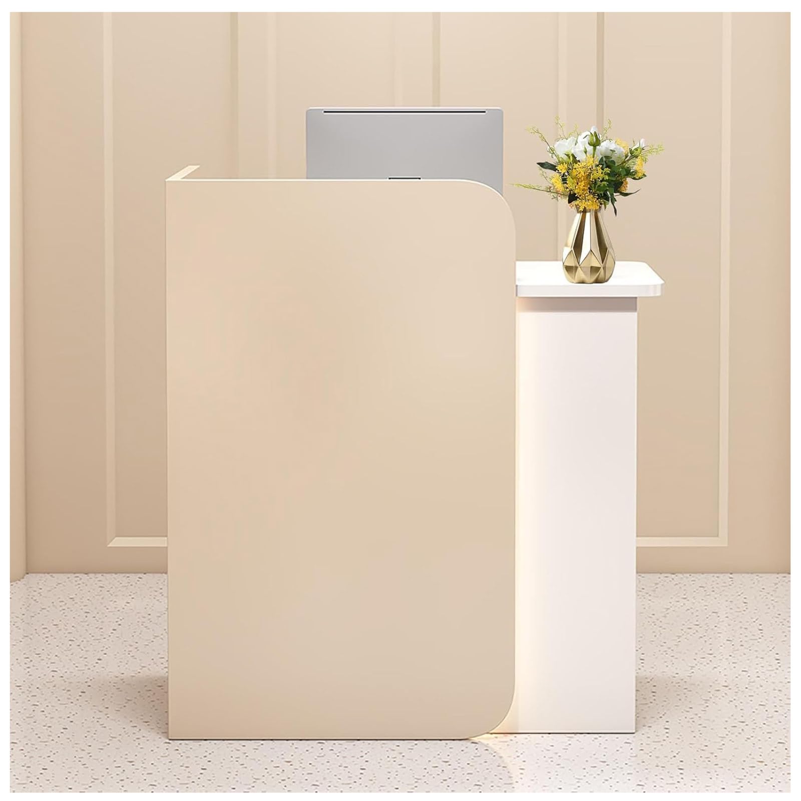Comptoir De Réception, Comptoir De Réception avec Lumières LED Et Tiroir Verrouillable, Table De Caisse d'angle pour Caisse De Vente Au Détail, Bureau D'ordinateur, pour Bureau De Caisse,D