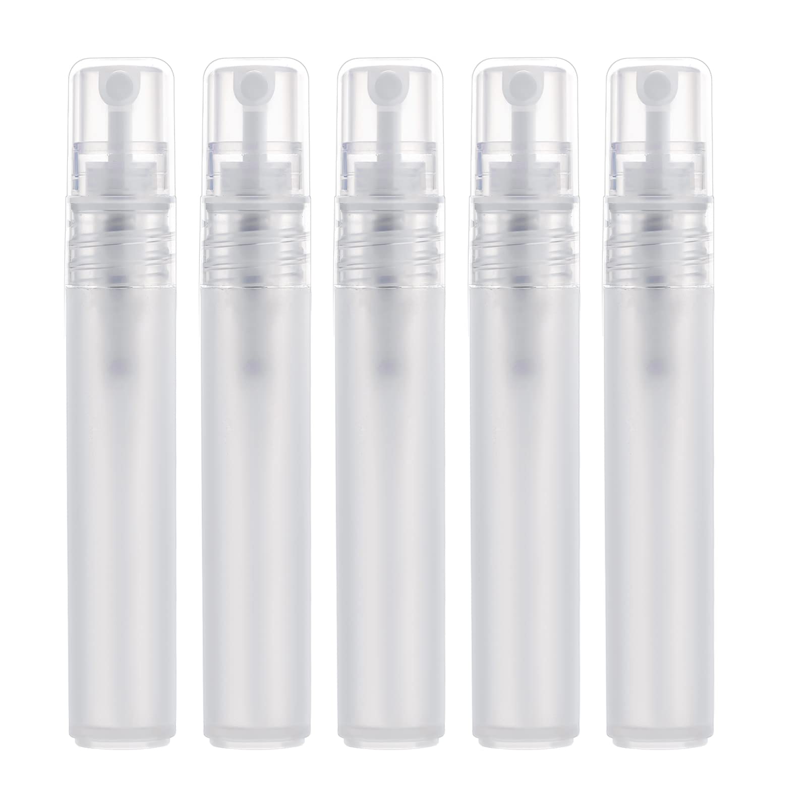 KINBOM 5pcs 8ml Perfume Atomizers Refillable, Matte Plastic Small Spray Bottles for Travel Fine Mist Empty Spritzer Bottles for Hair Face Plants (