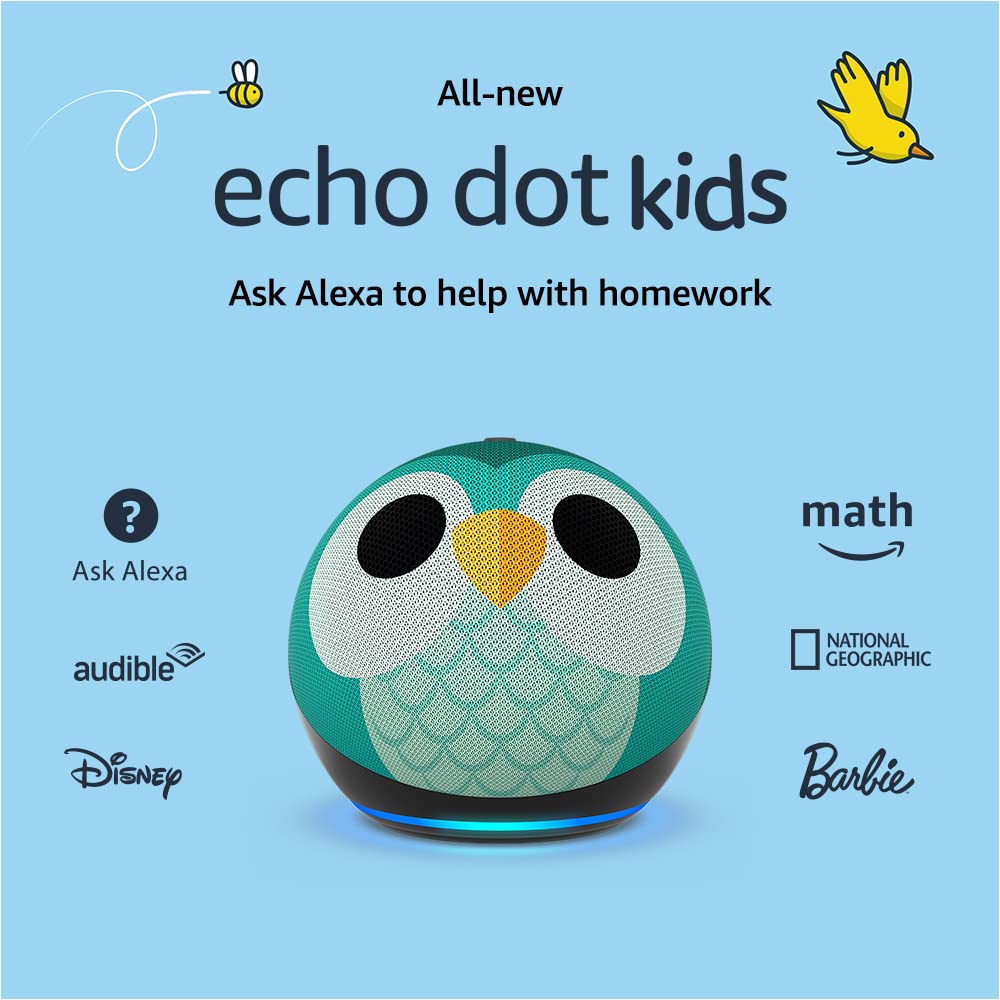 All-New Echo Dot (5th Gen, 2022 release) Kids | Designed for kids, with parental controls | Owl