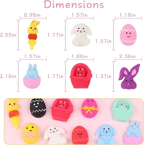 Miniatura 2 de Anboor 24 juguetes de Pascua Mochi Squishies para niños, rellenos de cesta de Pascua, rellenos de huevos, regalos de fiesta, mini mochi squishies,