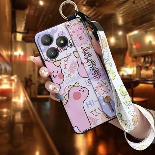 Phone Case Compatible with Blackview Wave 9C, Ring Cute Wrist Strap Phone Holder Anti-dust Silicone Lanyard Durable Soft case De