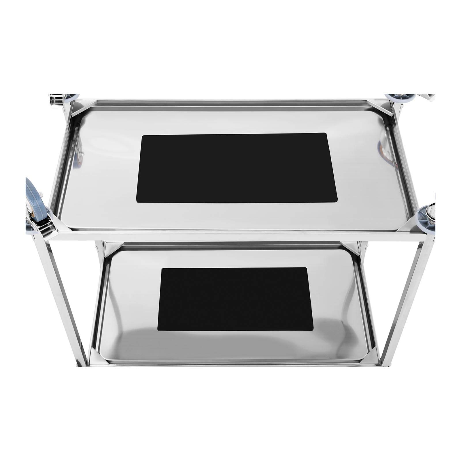 Royal Catering Chariot De Service en Acier INOX Restaurant Débarrassage RCSW 2 (Capacité 160 kg, Espacement des Plateaux 60 cm, roulettes Pivotantes sur 360°, 4 Freins, Plateaux De 89,5 x 50 cm)
